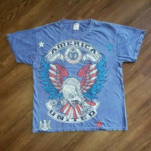 Distressed Y2K Vintage America United L Shirt